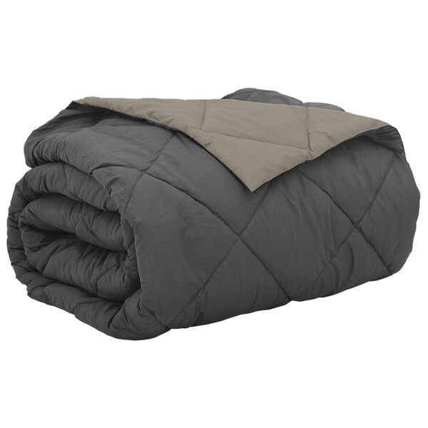 vidaXL Edredom de Ver&atilde;o Simples Cinza Claro e Antracite 240 x 260 cm