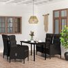 vidaXL 5 pcs conjunto de jantar p/ jardim c/ almofad&otilde;es preto