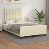vidaXL Estrutura de cama c/ cabeceira couro artificial 120x200cm creme