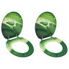vidaXL Assentos sanita com tampas 2 pcs MDF design gotas &aacute;gua verde
