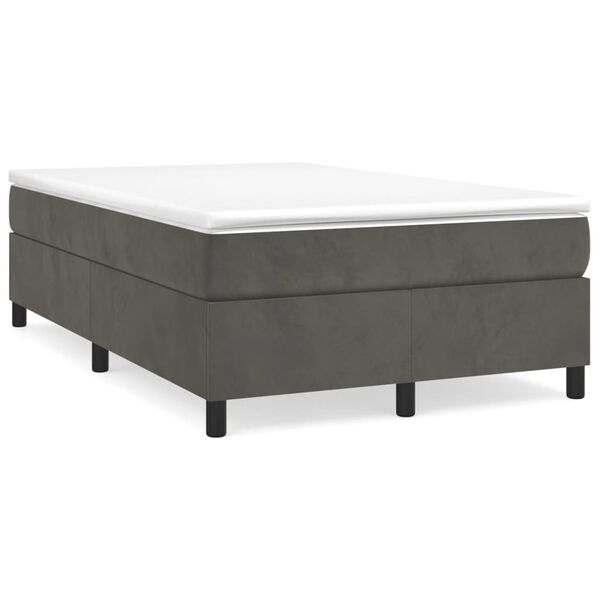 vidaXL Cama boxspring com colch&atilde;o 120x190 cm veludo cinzento-escuro