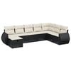vidaXL 8 pcs conjunto sof&aacute;s de jardim com almofad&otilde;es vime PE preto