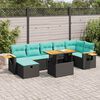 vidaXL 8 pcs conjunto sof&aacute;s jardim almofad&otilde;es vime PE/ac&aacute;cia cinzento