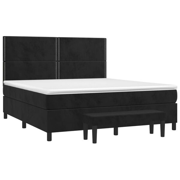 vidaXL Cama com molas/colch&atilde;o 180x200 cm veludo preto