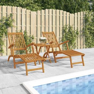 vidaXL Espregui&ccedil;adeiras exterior c/ apoio p&eacute;s/mesa 2 pcs ac&aacute;cia maci&ccedil;a