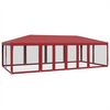 vidaXL Tenda p/ festas c/ 12 paredes laterais malha 8x4m PEAD vermelho