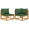 vidaXL 2 pcs conjunto de sof&aacute;s de jardim c/ almofad&otilde;es ac&aacute;cia maci&ccedil;a