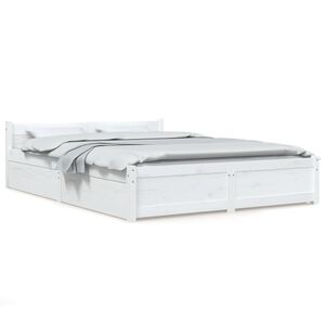 vidaXL Estrutura de cama com gavetas 135x190 cm casal branco