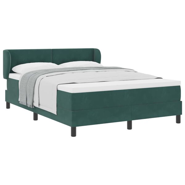 vidaXL Cama Box com colch&atilde;o Verde-escuro 160 x 200 cm Veludo
