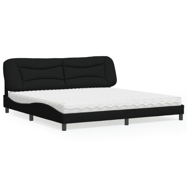 vidaXL Cama com colch&atilde;o Hvar 200x200 cm tecido preto