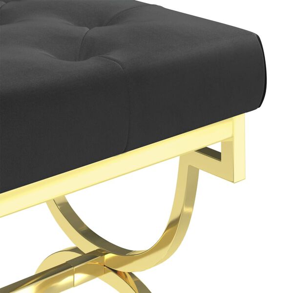 vidaXL Banco 99 cm a&ccedil;o inoxid&aacute;vel e veludo preto