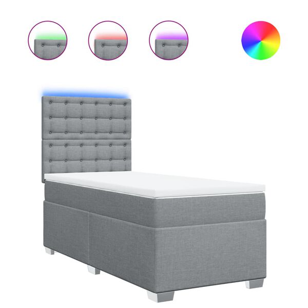 vidaXL Cama com molas/colch&atilde;o 90x200 cm tecido cinza-claro