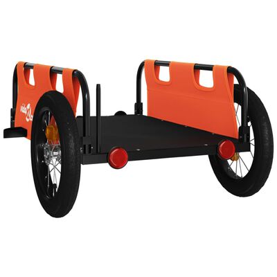 vidaXL Reboque de bicicleta tecido oxford/ferro laranja