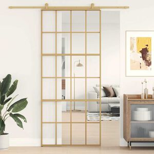 vidaXL Porta deslizante 90x205 cm vidro ESG/alum&iacute;nio dourado