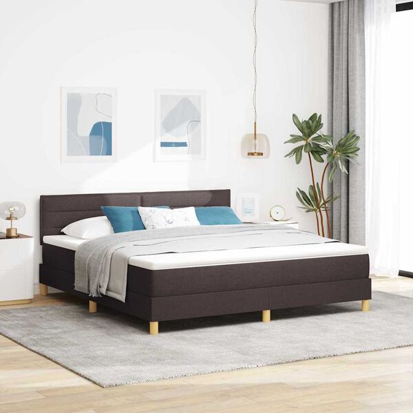 vidaXL Cama Box com colch&atilde;o Marrom Escuro 180 x 200 cm tecido