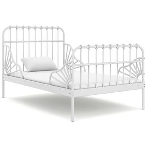 vidaXL Estrutura de cama extens&iacute;vel em metal branco 80x130/200 cm