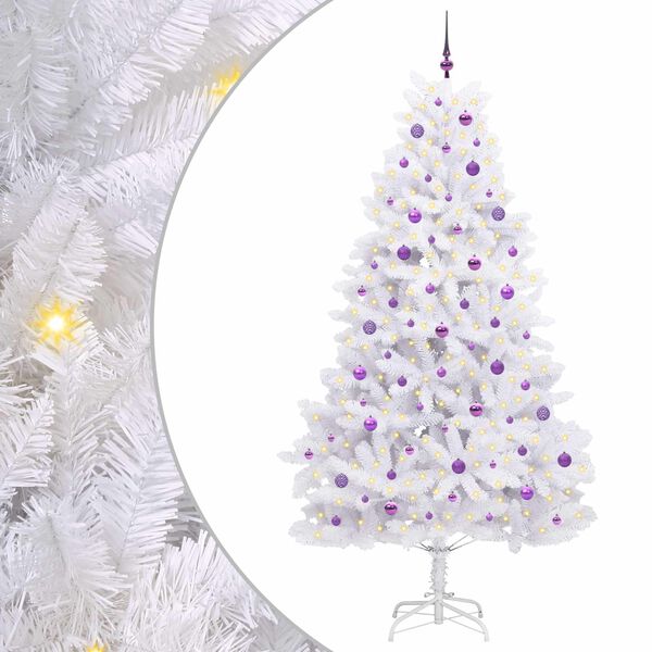vidaXL &Aacute;rvore de Natal Articulada Artificial Branco 240 cm PVC e A&ccedil;o