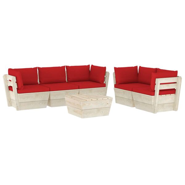 vidaXL 6 pcs conjunto lounge de paletes + almofad&otilde;es madeira de abeto
