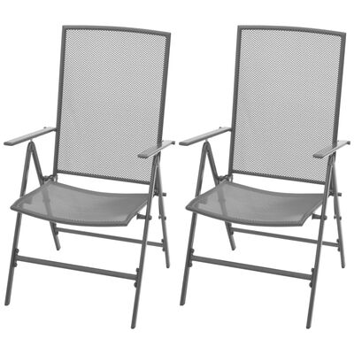 vidaXL Cadeiras de jardim empilháveis 2 pcs aço cinzento