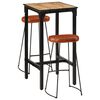 vidaXL 3 pcs conj. de bar madeira de mangueira &aacute;spera maci&ccedil;a e metal