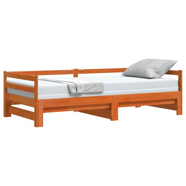 vidaXL Sof&aacute;-cama com gavet&atilde;o 90x200 cm madeira de pinho castanho cera