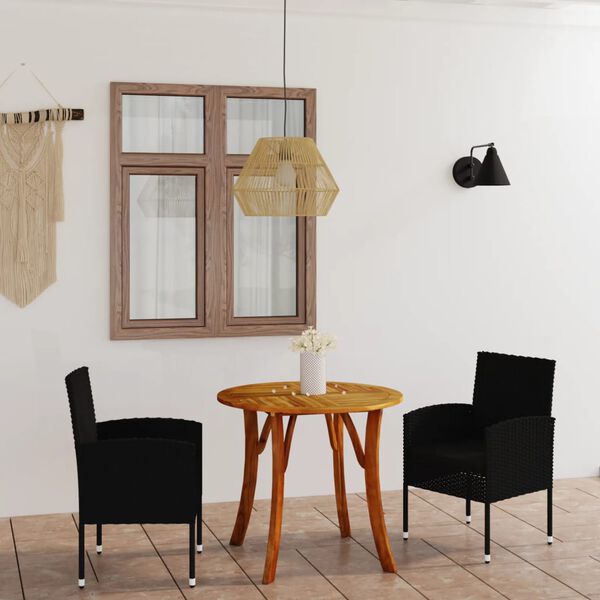 vidaXL 3 pcs conjunto de jantar para jardim preto