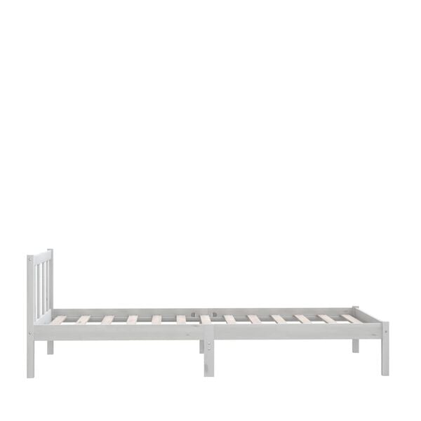 vidaXL Estrutura de cama solteiro 90x190 cm pinho maci&ccedil;o branco