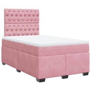vidaXL Cama boxspring com colch&atilde;o 120x190 cm veludo rosa