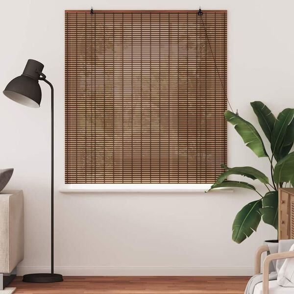 vidaXL Estores de rolo com cortinas Manual Castanho 150 x 160 cm Bambu