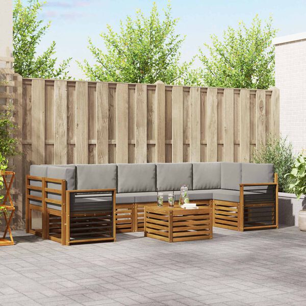 vidaXL Conjuntos de sof&aacute;s com almofada 8 pcs Cinza Natural e Claro