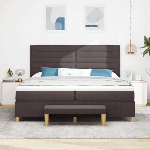 vidaXL Cama Box com colch&atilde;o Castanho escuro 200 x 200 cm tecido