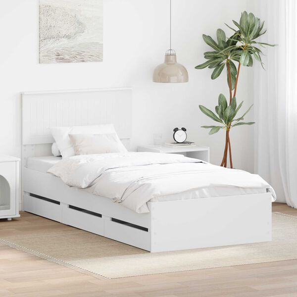 vidaXL Estrutura da Cama Branco 90 x 200 cm Madeira de Engenharia