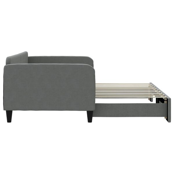 vidaXL Sof&aacute;-cama com gavet&atilde;o 90x190 cm tecido cinzento-escuro