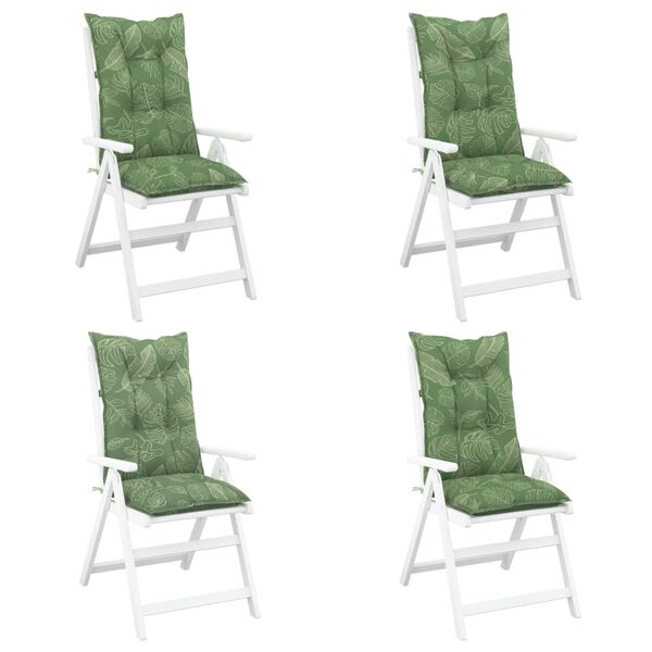 vidaXL Almofad&otilde;es para cadeiras altas de jardim 4 pcs tecido folhas