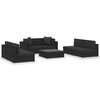 vidaXL 7 pcs conjunto lounge de jardim c/ almofad&otilde;es vime PE preto