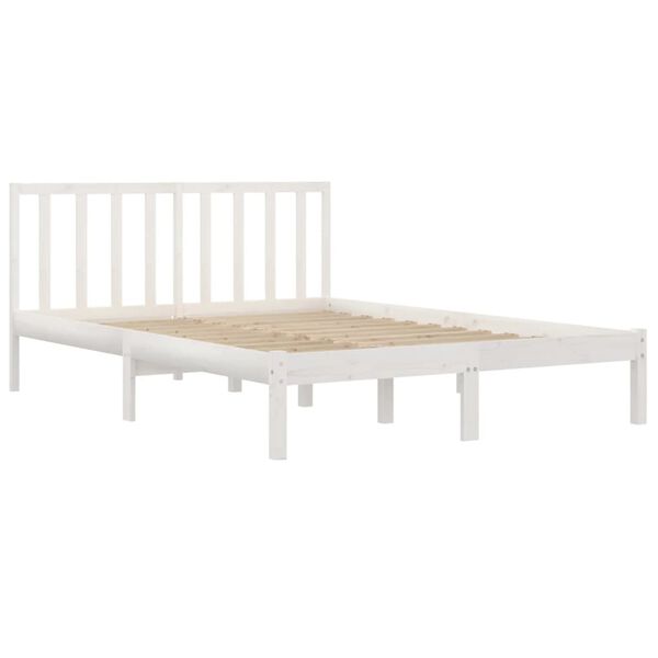 vidaXL Estrutura de cama super king 180x200 cm pinho maci&ccedil;o branco