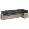 vidaXL 6 pcs conj. sof&aacute;s jardim com almofad&otilde;es vime PE cinzento-claro