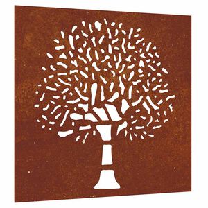 vidaXL Decora&ccedil;&atilde;o p/ muro de jardim 55x55 cm a&ccedil;o corten design &aacute;rvore