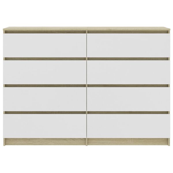 vidaXL Aparador 140x35x99 cm contraplacado cor branco/carvalho sonoma