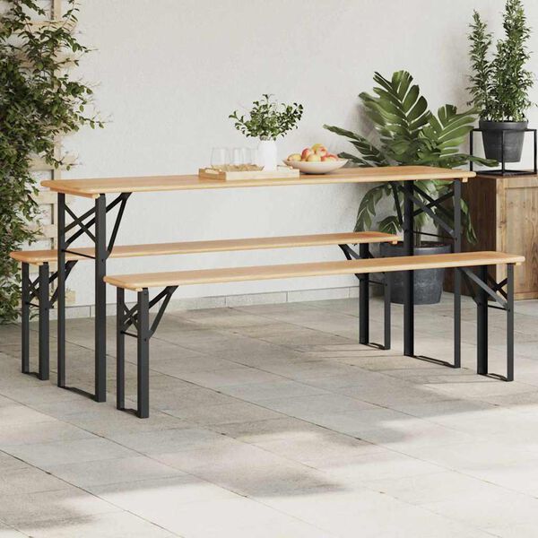 vidaXL Perna de Mesa de Cerveja 2 pcs Preto 39 x 3 x 75 cm