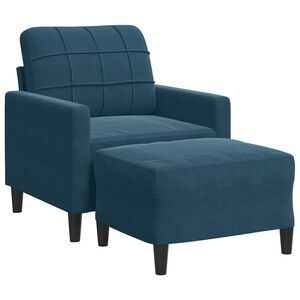 vidaXL Poltrona com apoio de p&eacute;s 60 cm veludo azul