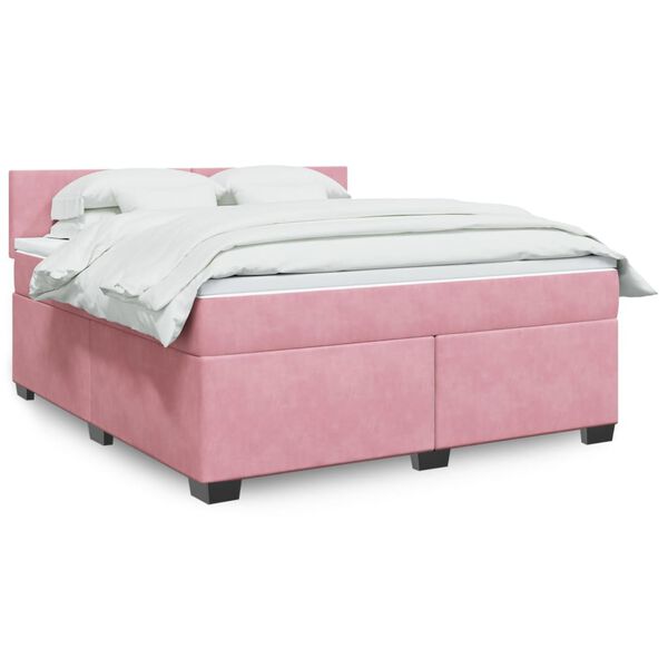 vidaXL Cama com molas/colch&atilde;o 180x200 cm veludo rosa