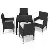 vidaXL 5 pcs conjunto de jantar p/ jardim c/ almofad&otilde;es vime PE preto