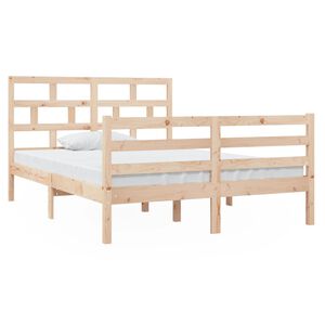 vidaXL Estrutura de cama casal 135x190 cm madeira maci&ccedil;a