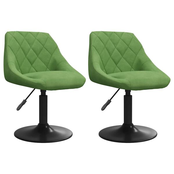 vidaXL Cadeiras de jantar giratórias 2 pcs veludo verde-claro