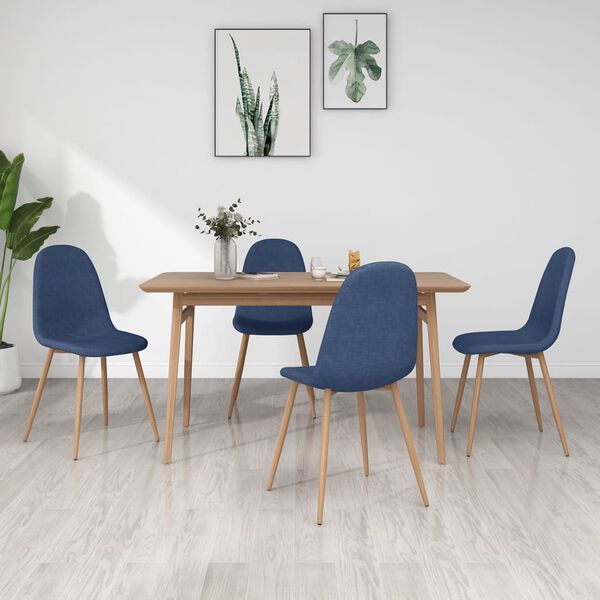 vidaXL Cadeiras de jantar 4 pcs tecido azul