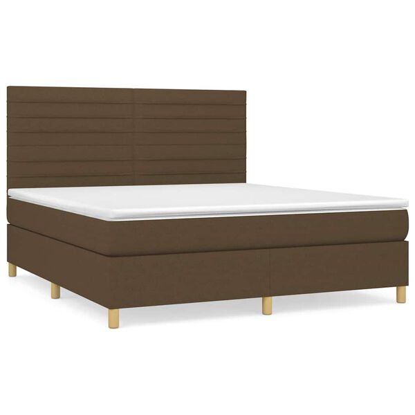 vidaXL Cama com molas/colch&atilde;o 180x200 cm tecido castanho-escuro