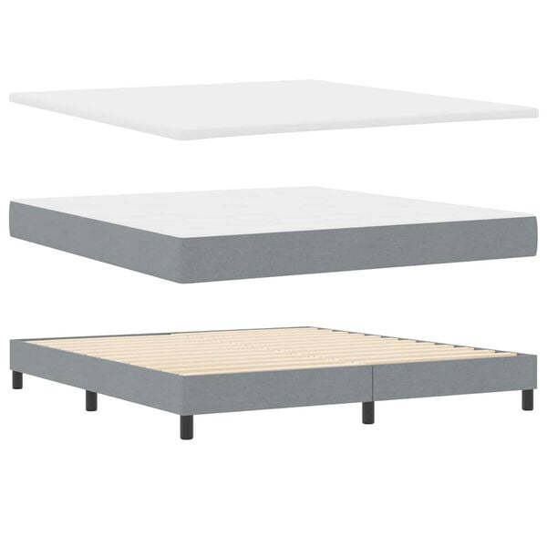 vidaXL Cama Box com colch&atilde;o Cinzento-claro 180 x 200 cm tecido