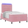 vidaXL Cama Box Spring LED com colch&atilde;o Rosa 120 x 190 cm tecido