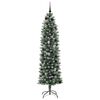vidaXL &Aacute;rvore Slim de Natal Artificial Verde e Branco 210 cm